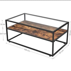 Table Basse avec Dessus de Table en Verre