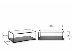 Table basse métal et plateau en verre